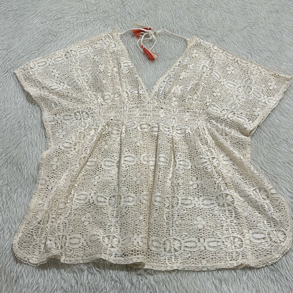 Xhilaration floral lace swimsuit coverup top size large